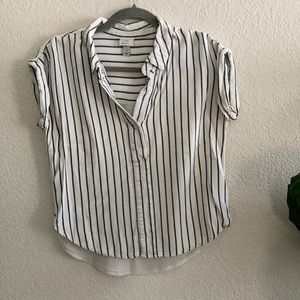 Striped half-button Top